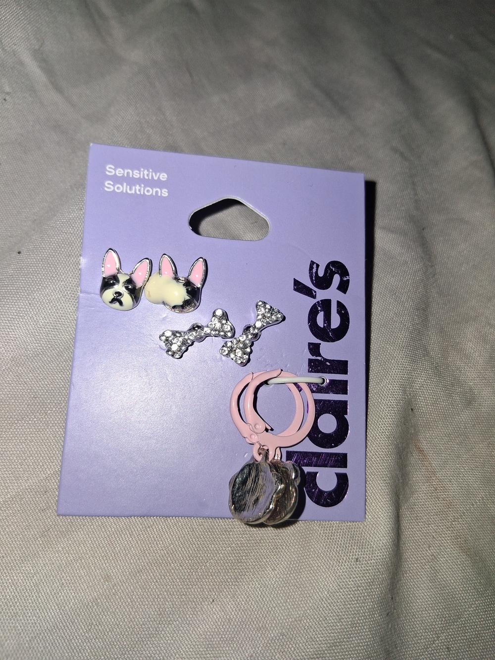 Claire's Pink Bunny & Crystal Kids Earring Set